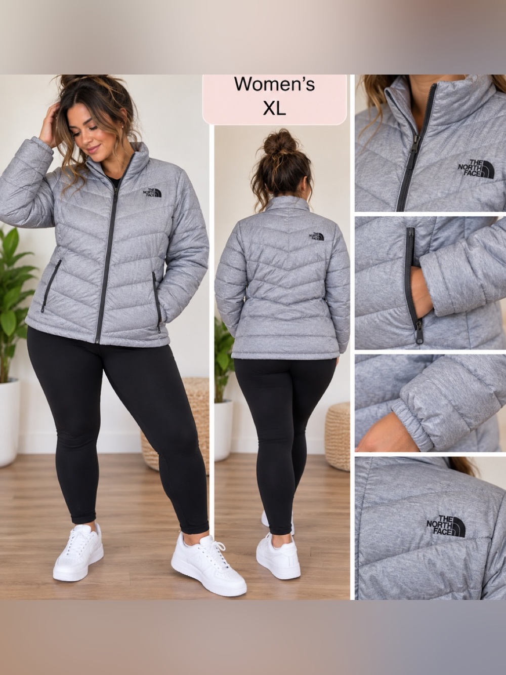 The North Face Women’s Light Gray Quilted Puffer Jacket